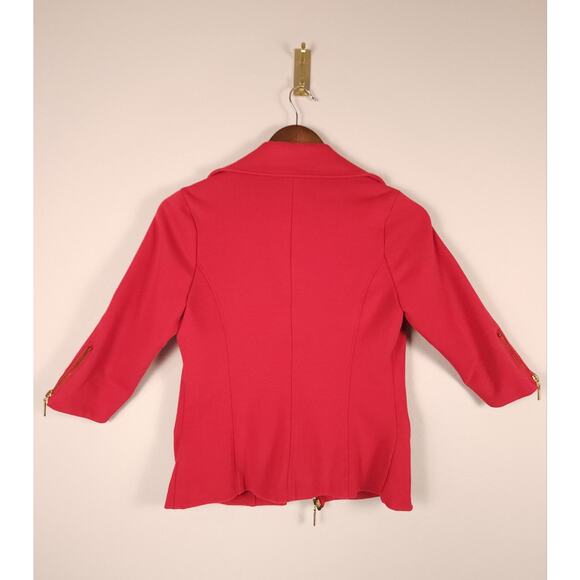 Luii Size S Women's Asymmetrical Zip Gold Moto Jacket - Picture 4 of 10